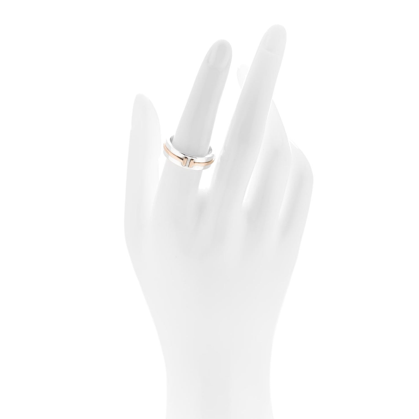 Sterling Silver 18K Rose Gold Tiffany T Wide Ring 54 7