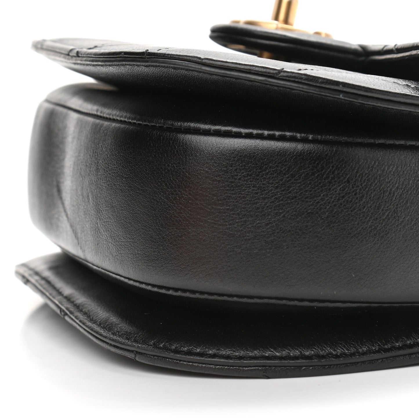 Calfskin Quilted Moon Messenger Black
