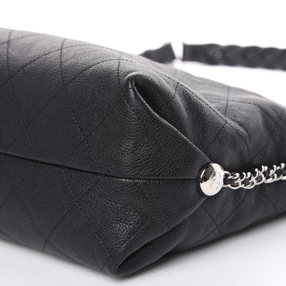 Chanel Grained Calfskin Stitched Medium Braided With Style Hobo Black 9 of 14