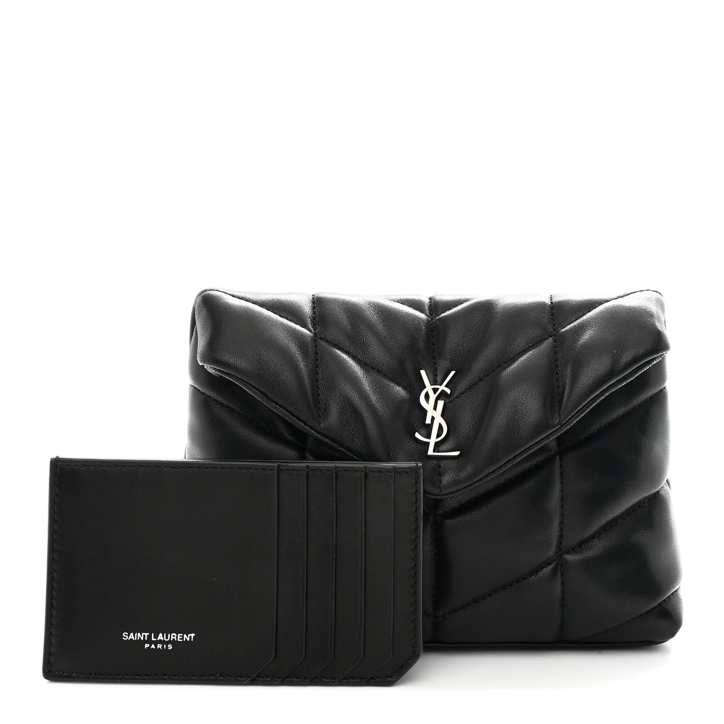 Lambskin Monogram Loulou Puffer Pouch Clutch Black