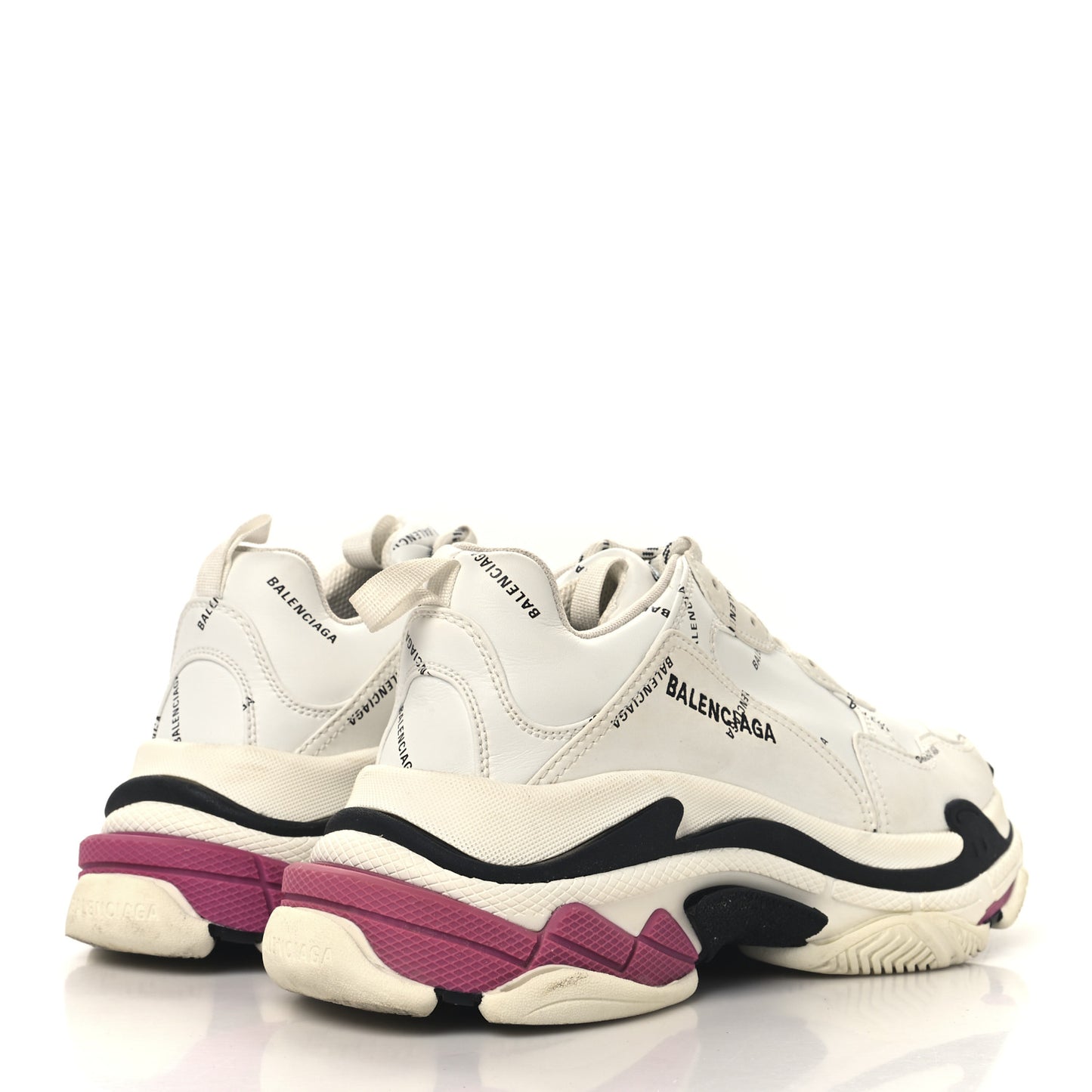 Technical Fabric Allover Logo Mens Triple S Sneakers 41 White Black Pink