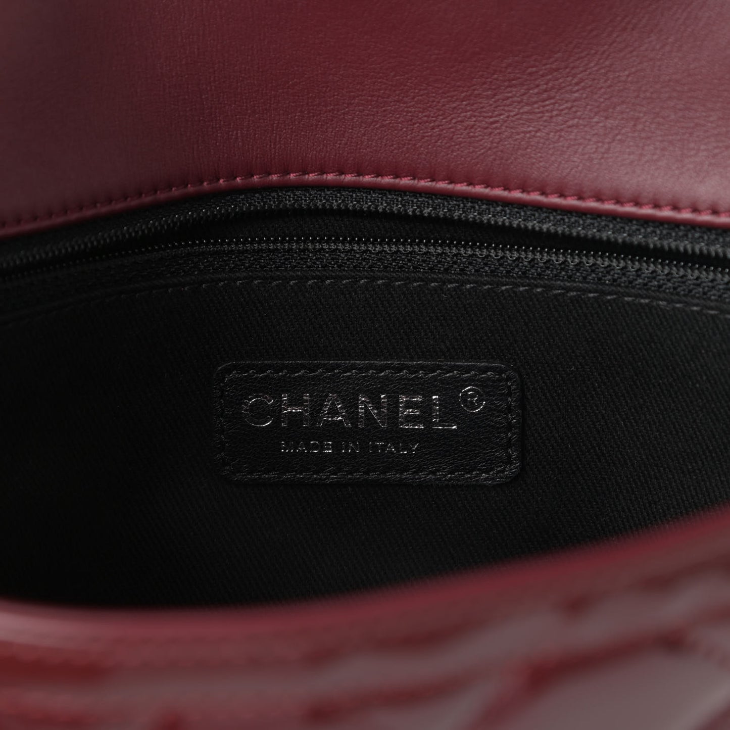 Patent Quilted Large Coco Shine Flap Burgundy