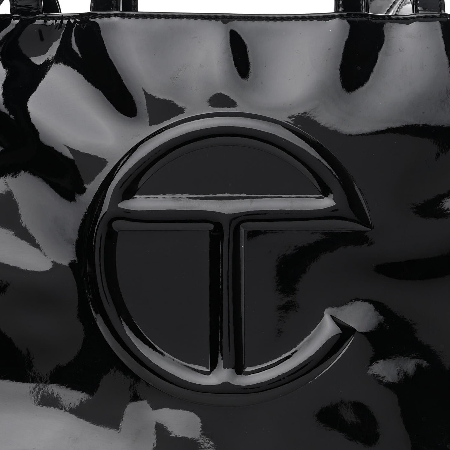 Patent Vegan Leather Medium Shopping Bag Black