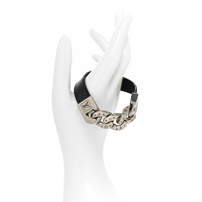 Louis Vuitton Monogram Cuban Link Bracelet M Silver Black 2 of 6