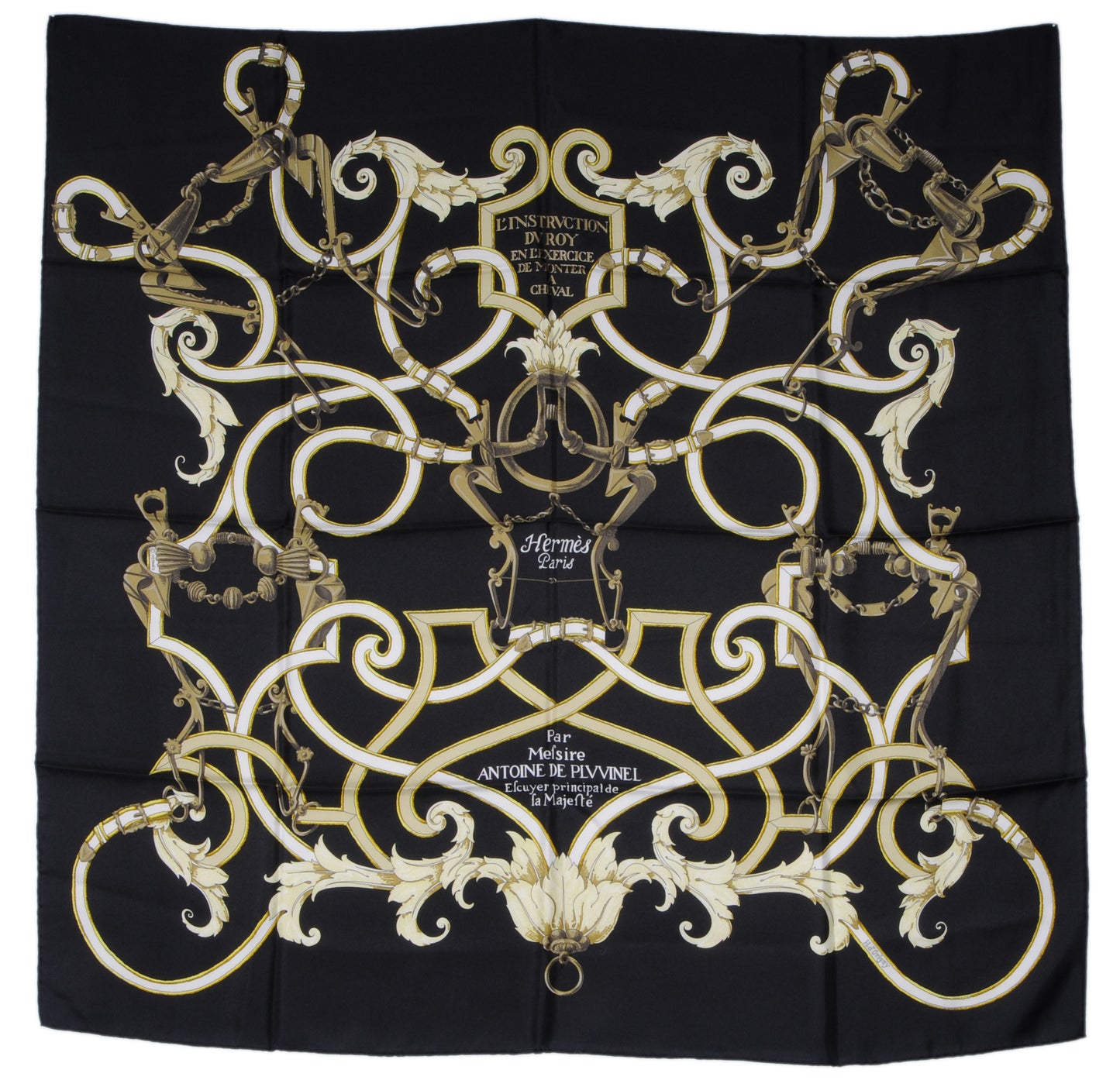 Silk Scarf L'Instruction Du Roy Scarf 90 Black Gold