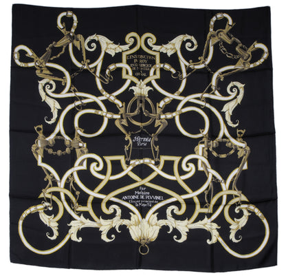 Hermes Silk Scarf L'Instruction Du Roy Scarf 90 Black Gold 2 of 5
