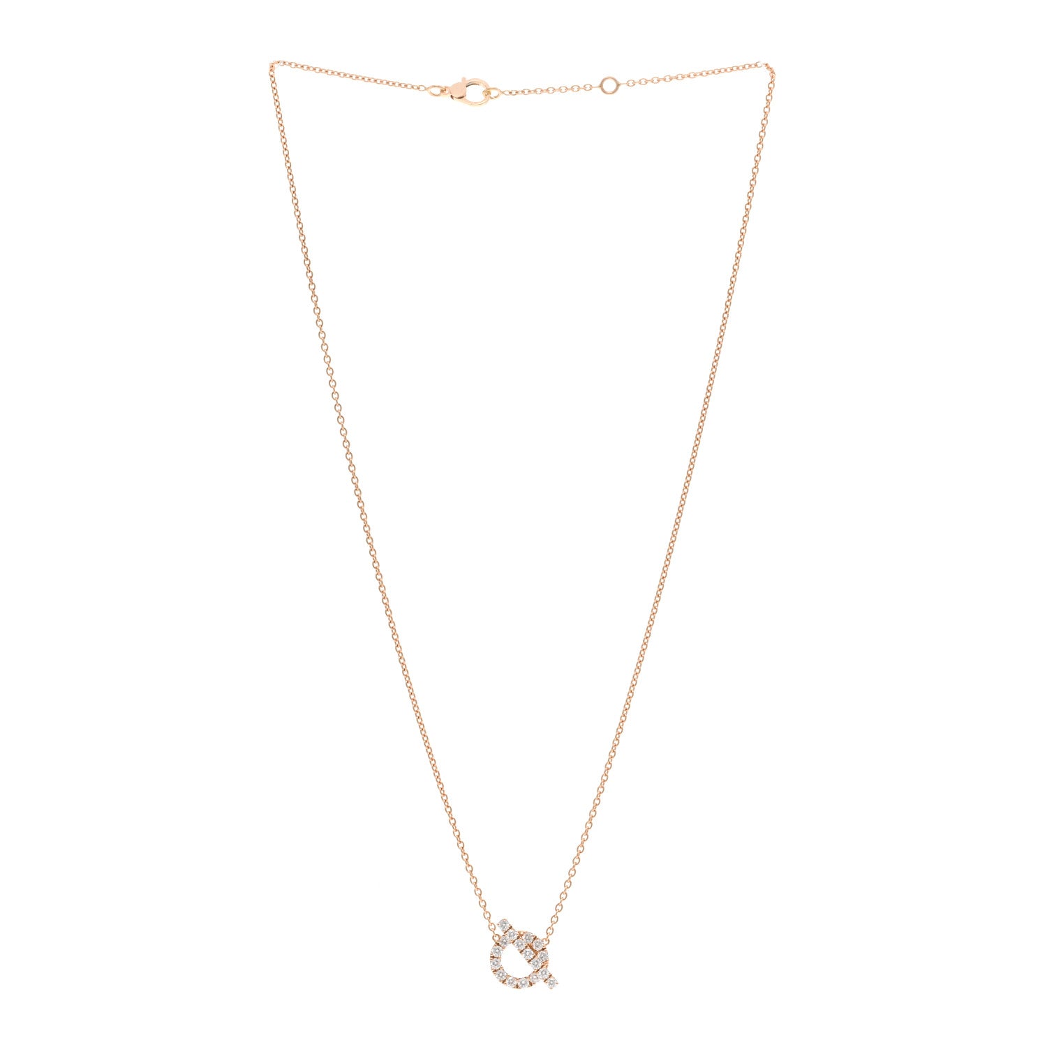 Hermes 18K Rose Gold Diamond Finesse Pendant Necklace 3 of 4