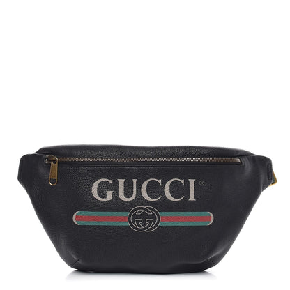 Gucci Grained Calfskin Logo Belt Bag Black 1 of 9