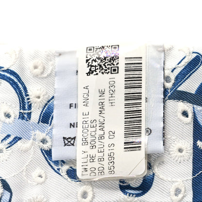 Hermes Silk Embroidered Do Re Boucles Broderie Anglaise Twilly Bleu White Marine 3 of 3