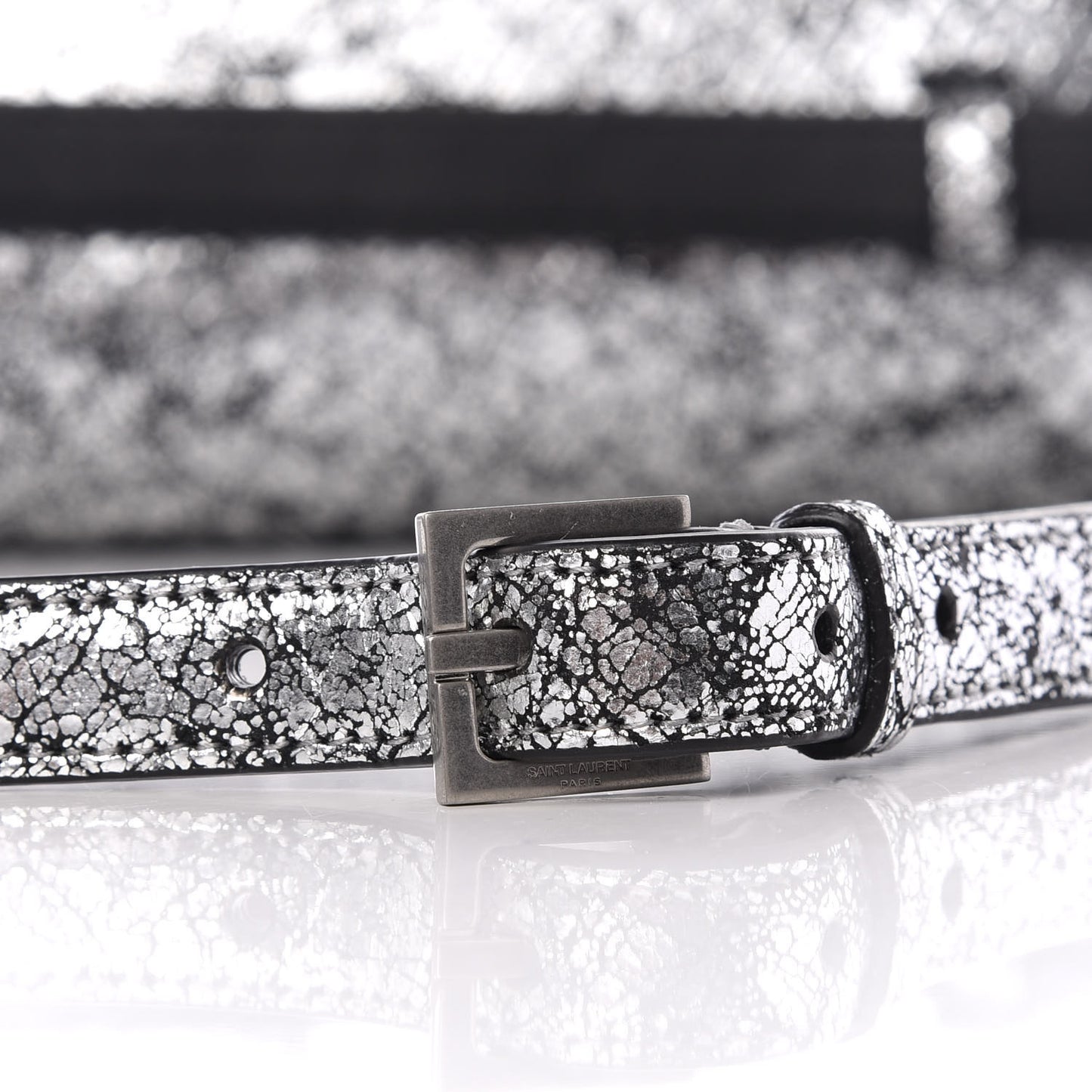 Metallic Calfskin Monogram Kate Belt Bag Silver