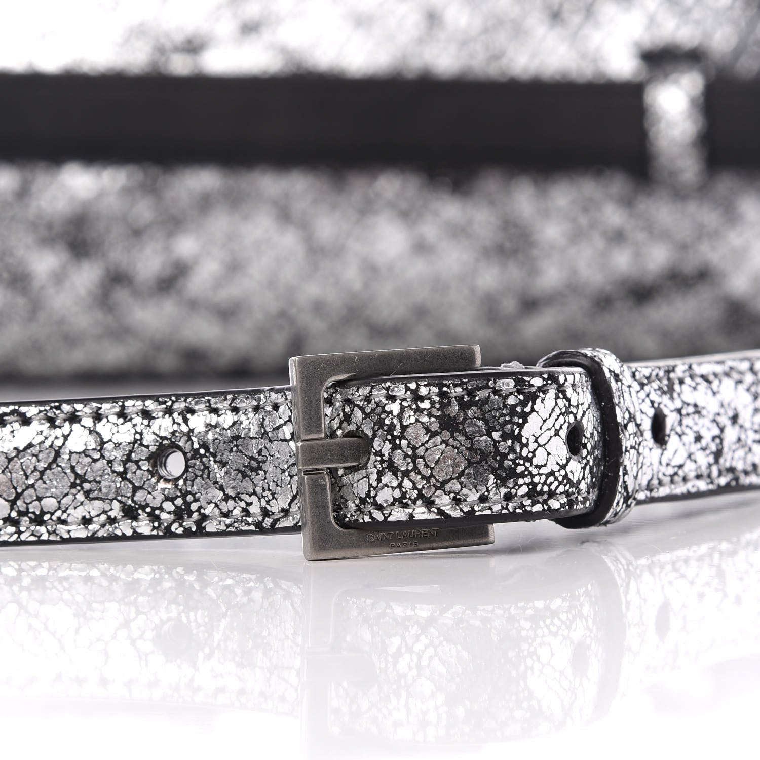 Saint Laurent Metallic Calfskin Monogram Kate Belt Bag Silver 9 of 11