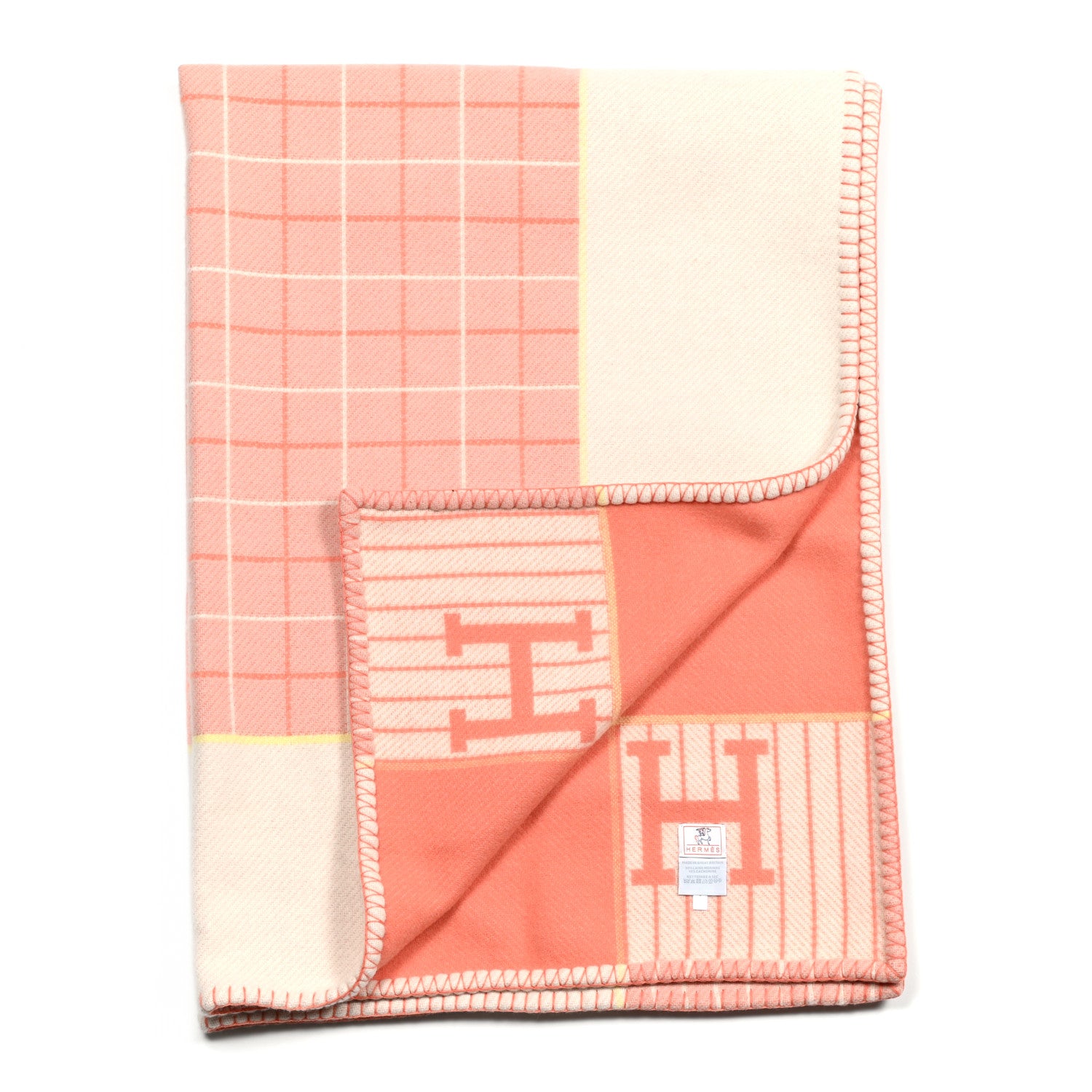 Hermes Wool Cashmere Avalon Cabriole Blanket Melon 3 of 6