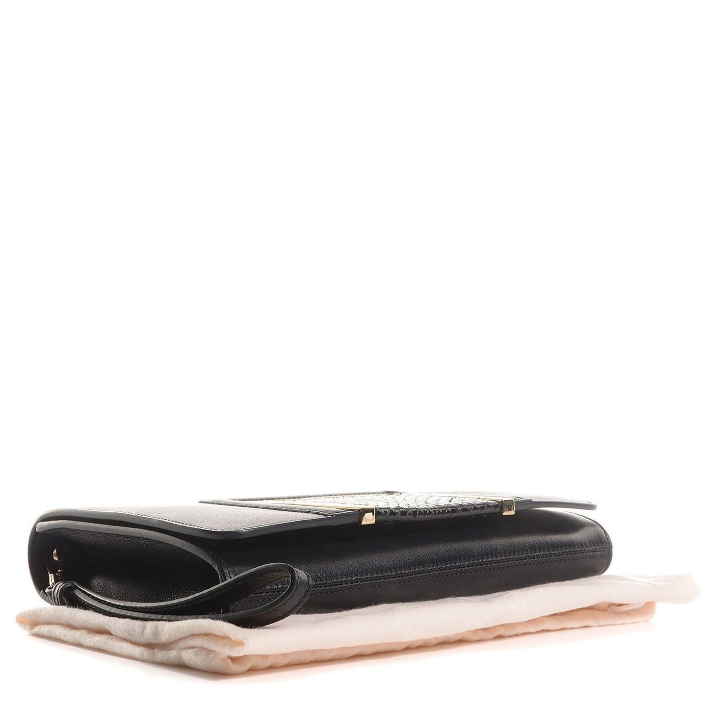 Nappa Leather Snakeskin Alara Clutch Black