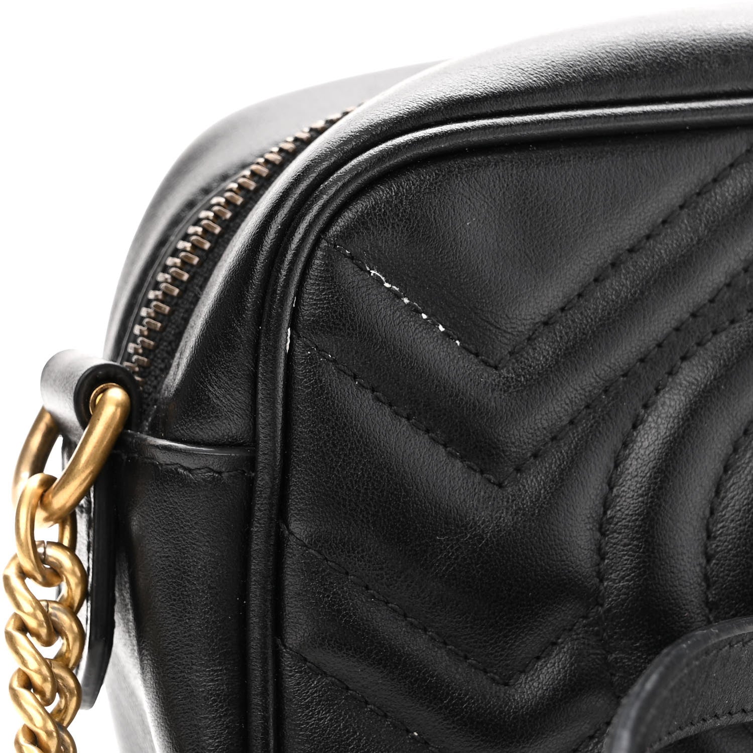 Gucci Calfskin Matelasse Mini GG Marmont Chain Shoulder Bag Black 11 of 11