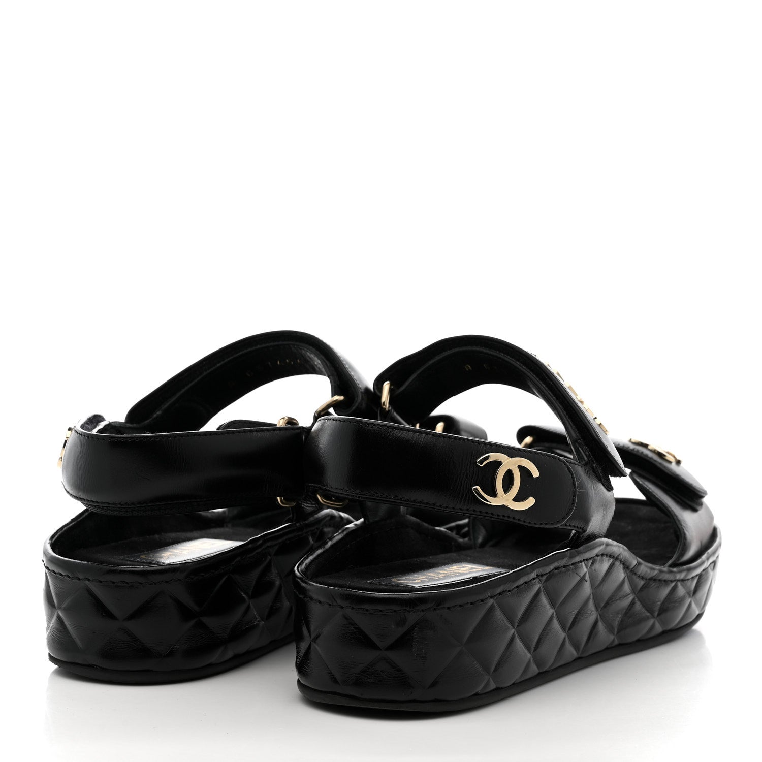 Chanel Shiny Calfskin Logo Platform Sandals 39 Black 4 of 12
