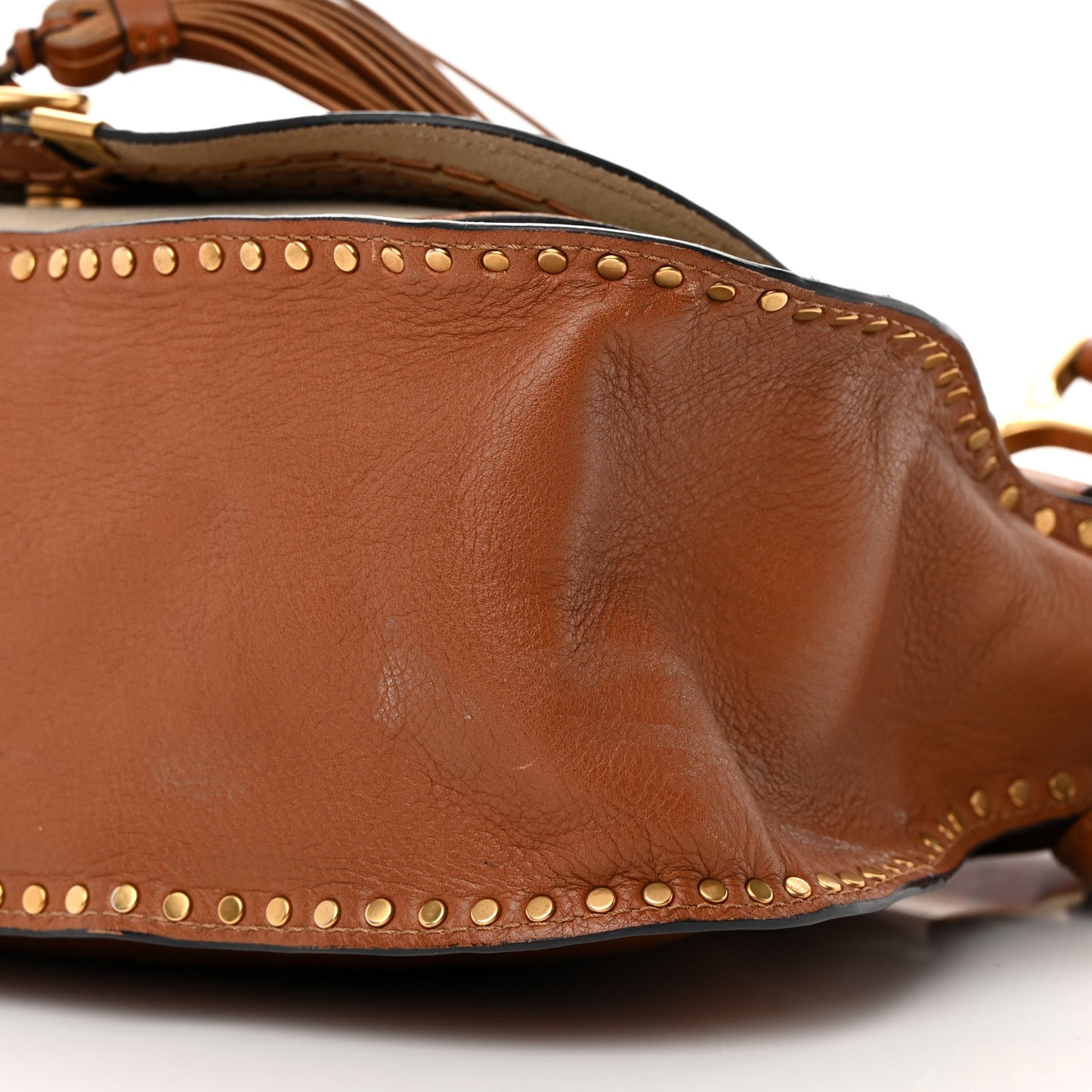 Calfskin Studded Medium Marcie Satchel Caramel