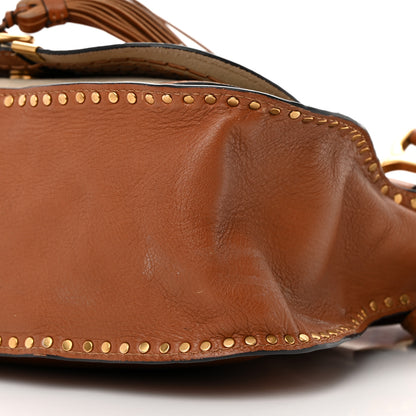 Chloe Calfskin Studded Medium Marcie Satchel Caramel 10 of 17