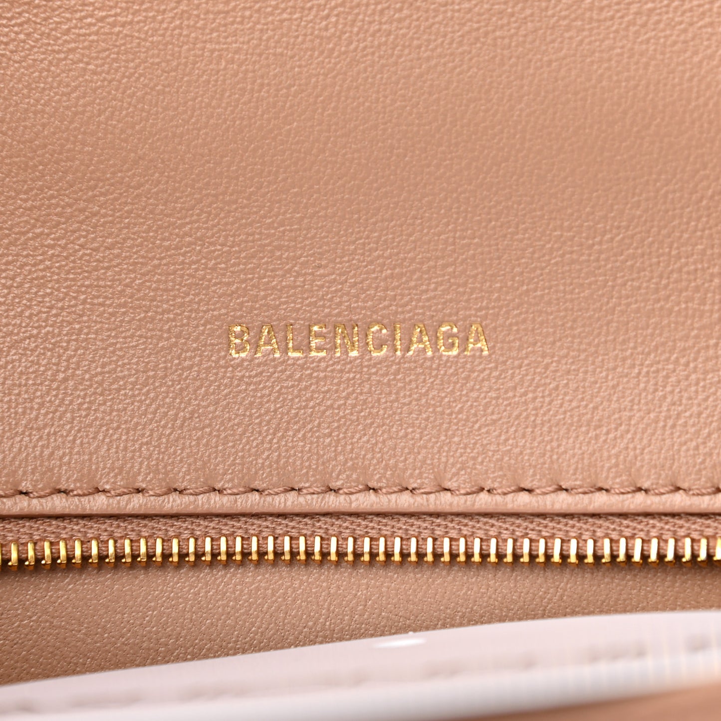 Grained Calfskin Small Hourglass Top Handle Bag Nude Beige