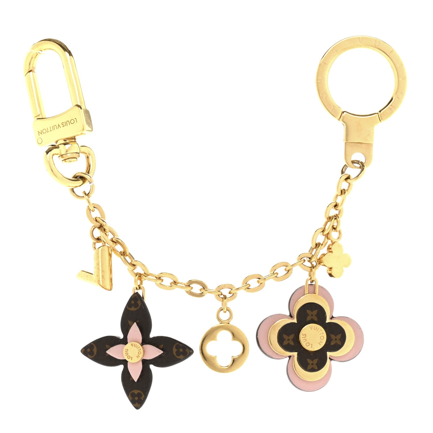 Louis Vuitton Brass Monogram Blooming Flowers Bag Charm Key Holder Rose Ballerine 1 of 3