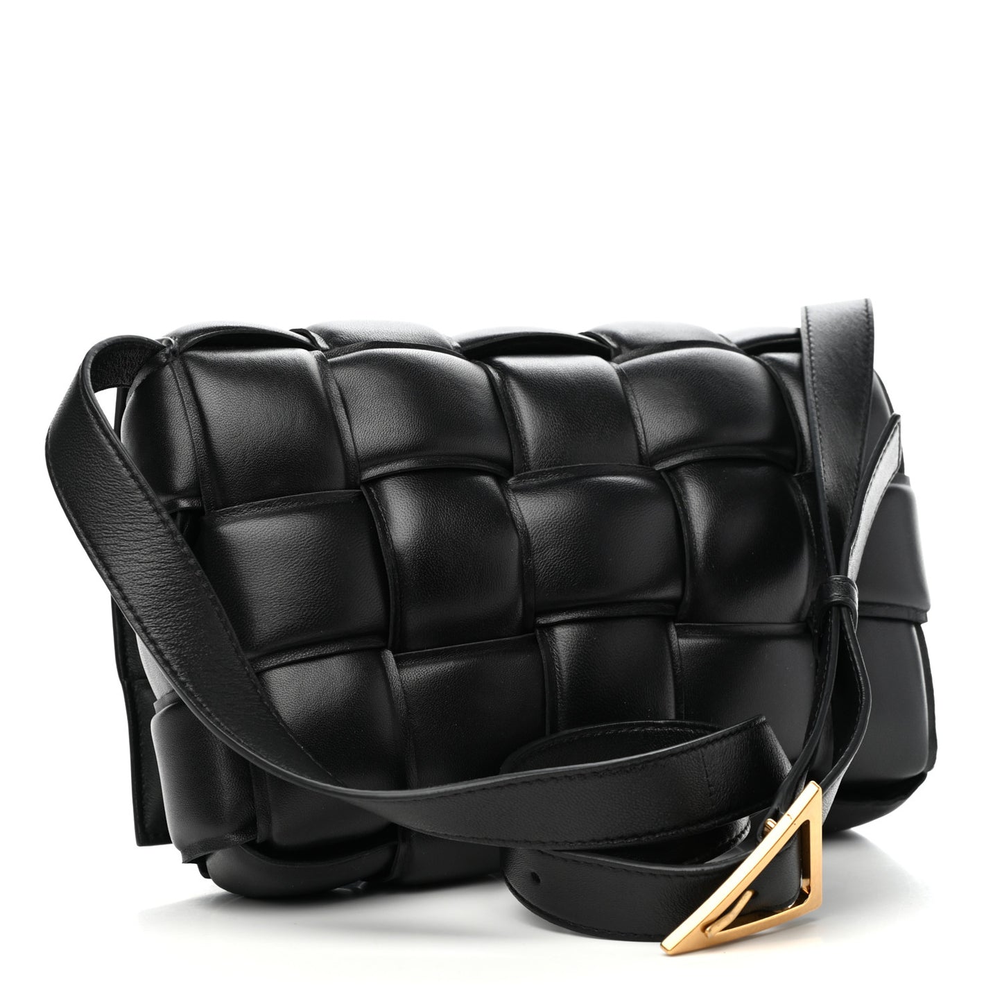 Nappa Maxi Intreccio Padded Cassette Crossbody Bag Black