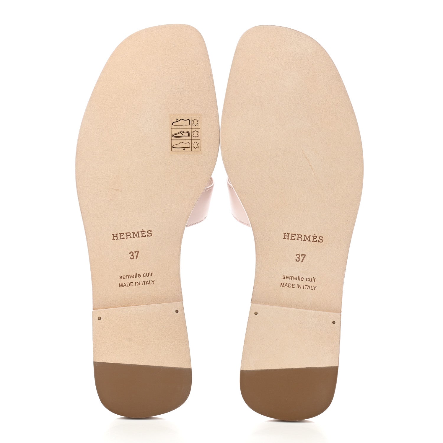 Hermes Box Calfskin Oran Sandals 37 Rose Pale 5 of 9