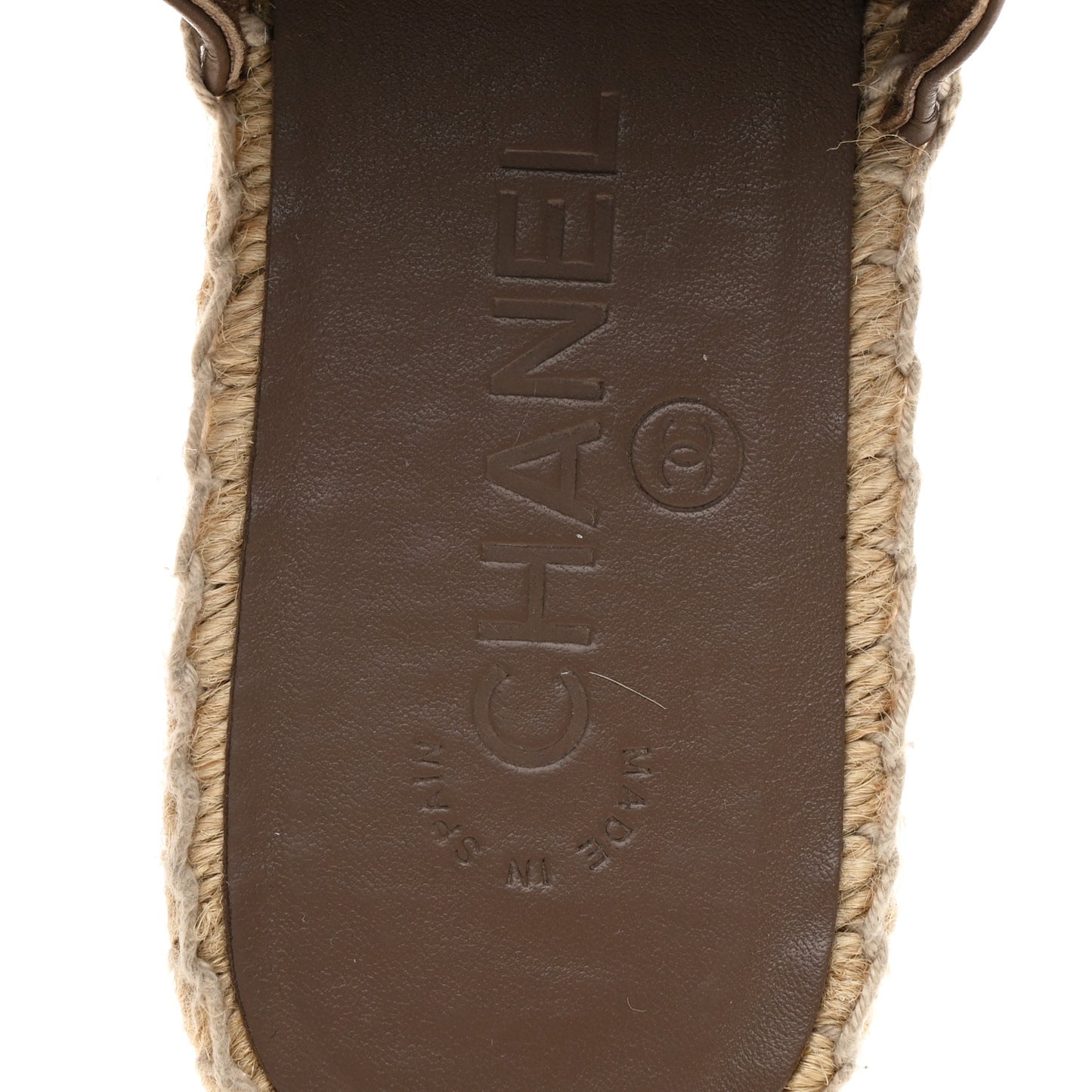 Calfskin CC Espadrille Mules 36 Dark Beige