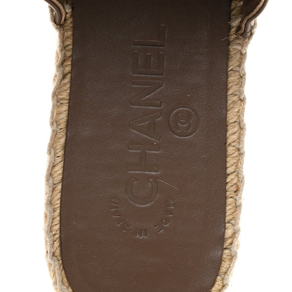 Chanel Calfskin CC Espadrille Mules 36 Dark Beige 9 of 11