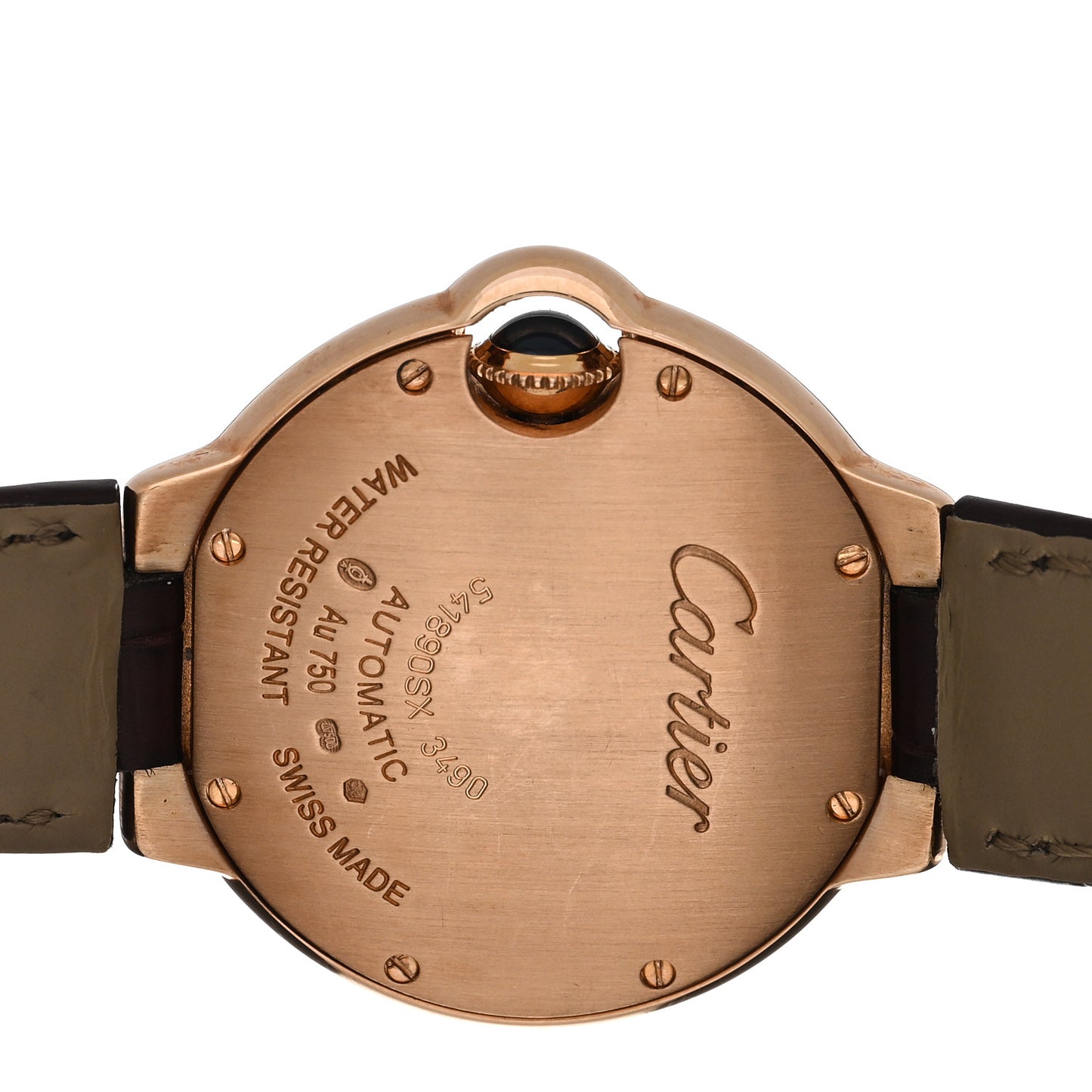 18K Pink Gold Alligator 33mm Ballon Bleu De Cartier Automatic Watch