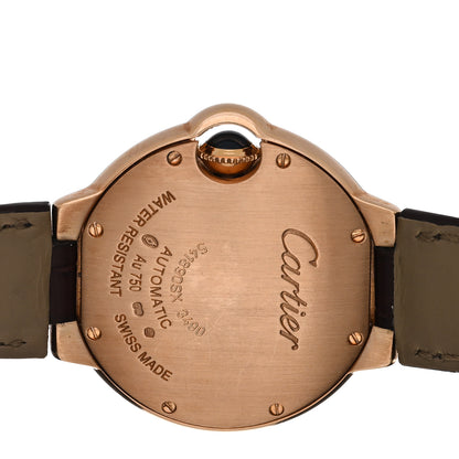 Cartier 18K Pink Gold Alligator 33mm Ballon Bleu De Cartier Automatic Watch 4 of 5