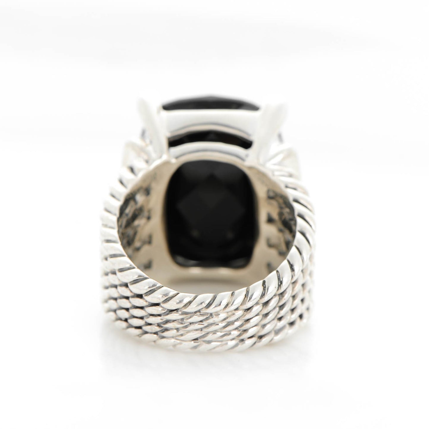 Sterling Silver Diamond Black Onyx 20mm Wheaton Ring 52 6