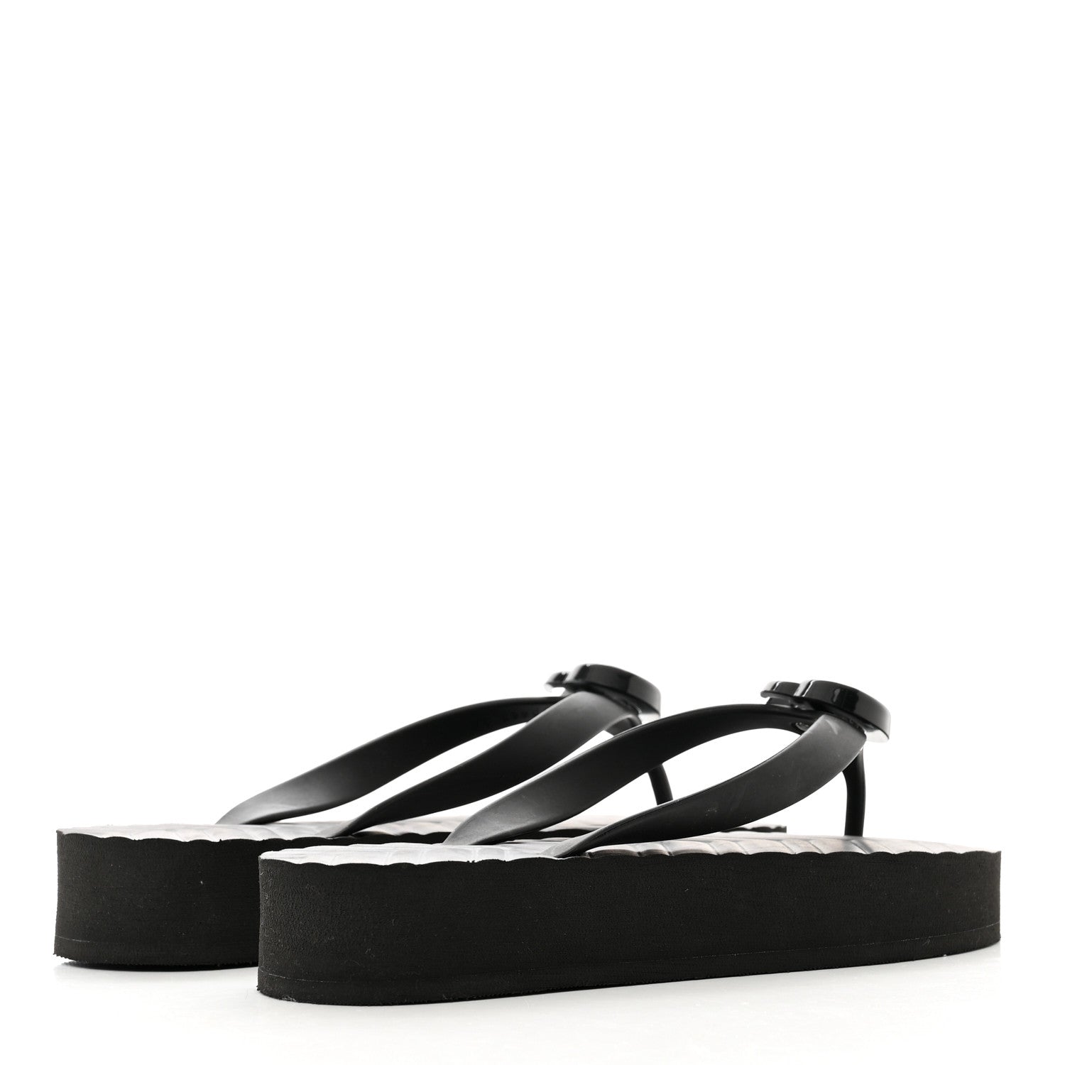 Gucci Rubber Chevron Womens GG Thong Sandals 36 Black 4 of 8