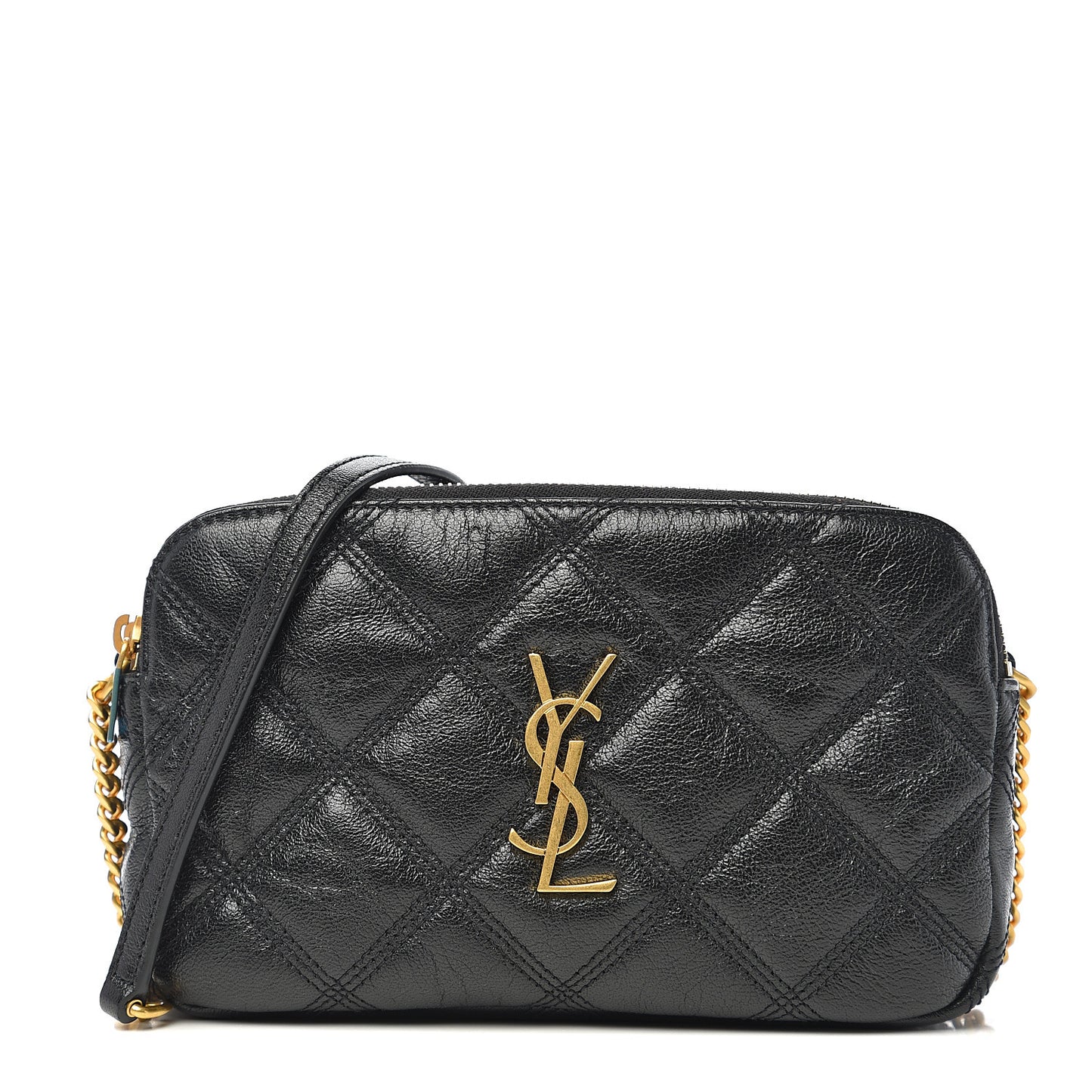 Grained Lambskin Quilted Mini Becky Double Zip Bag Black