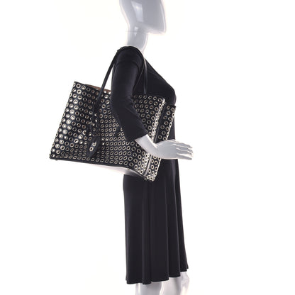 Alaia Calfskin Grommet Tote Black 2 of 9