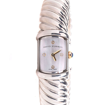 David Yurman Sterling Silver 18K Yellow Gold Diamond Mother of Pearl 19mm Waverly Quartz Watch 1 of 4