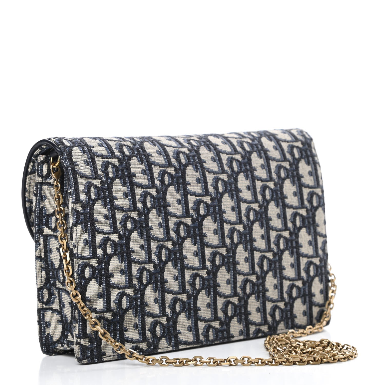 Christian Dior Oblique Saddle Chain Pouch Blue 3 of 10