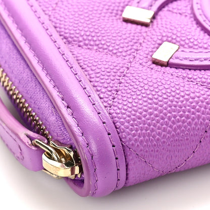 Chanel Caviar Quilted Filigree Coin Purse Purple 8 of 10