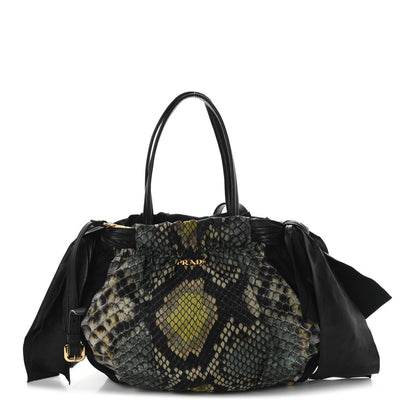Prada Nylon Python Print Large Bow Bag Verde 1 of 12