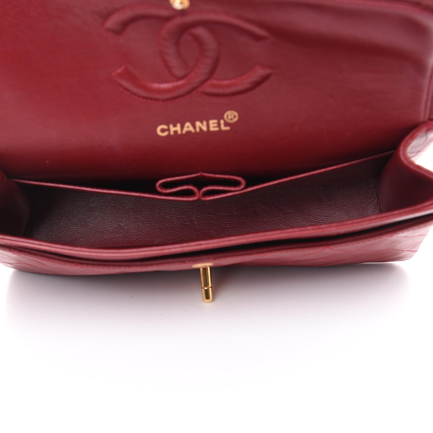 Lambskin Quilted Medium Double Flap Red