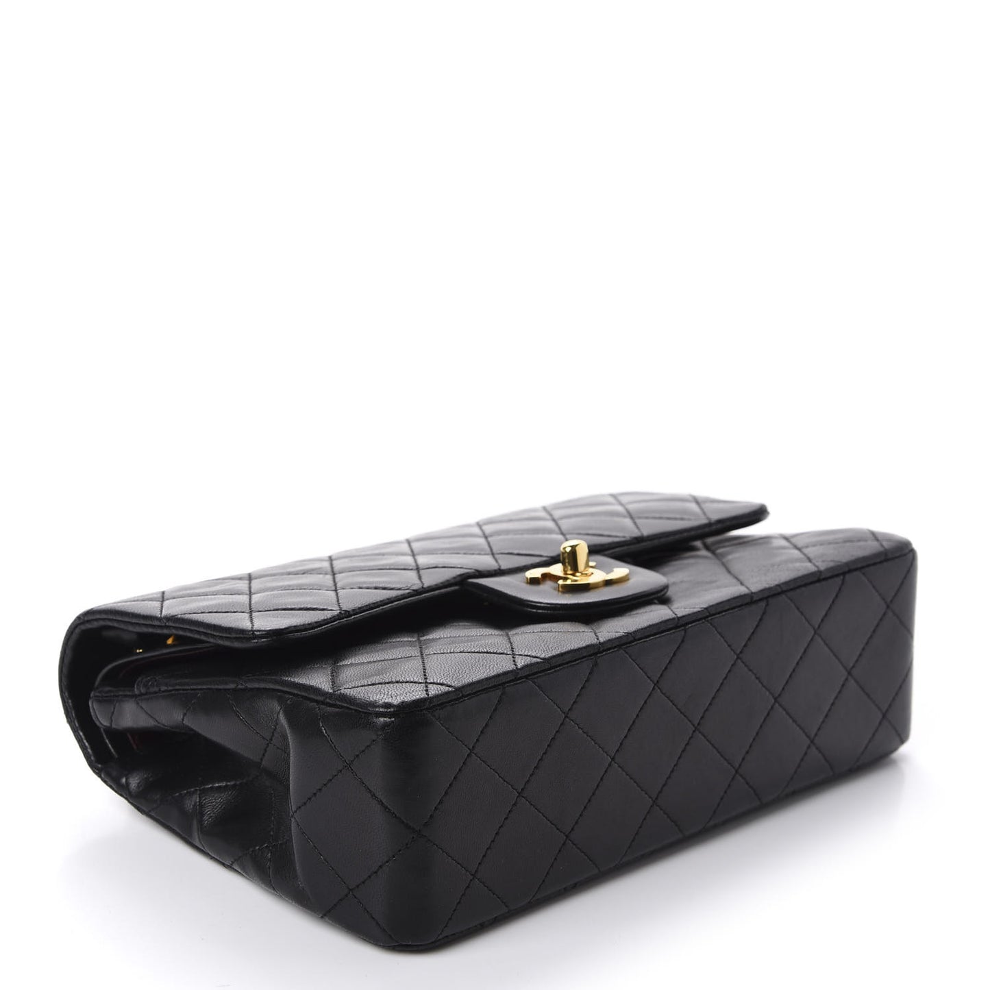 Lambskin Quilted Small Double Flap Black