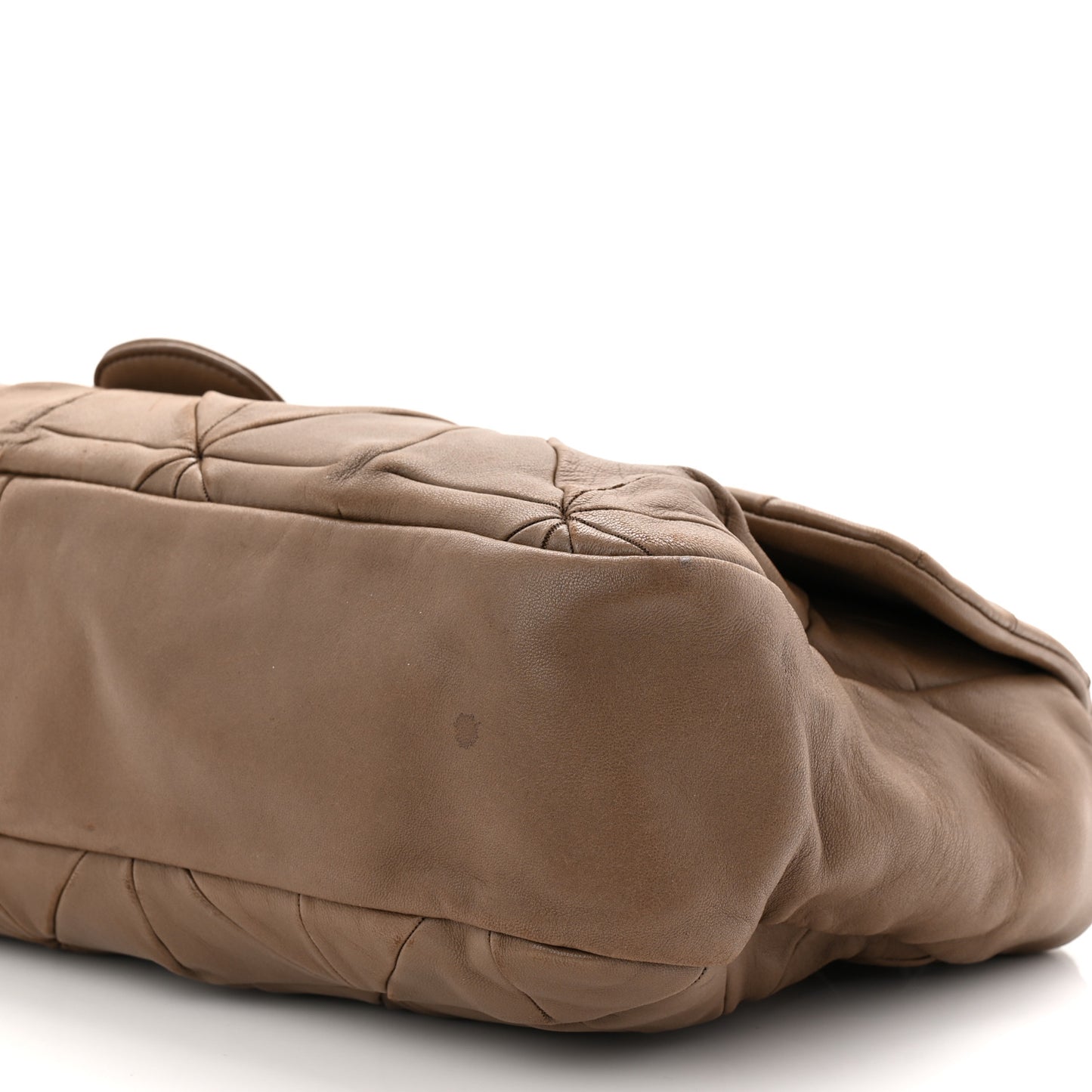 Lambskin Quilted Jumbo Origami Soft Squares Flap Khaki