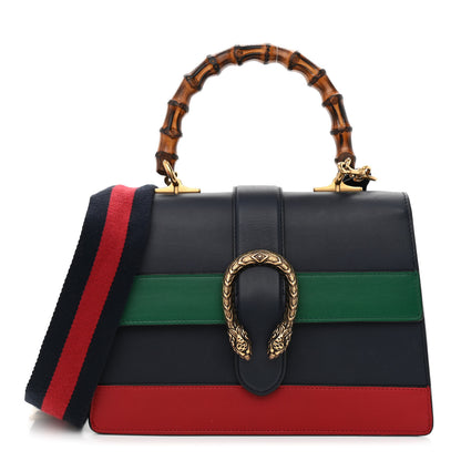 Gucci Moon Calfskin Bamboo Web Medium Dionysus Top Handle Bag Blue Emerald Hibiscus Red 1 of 12