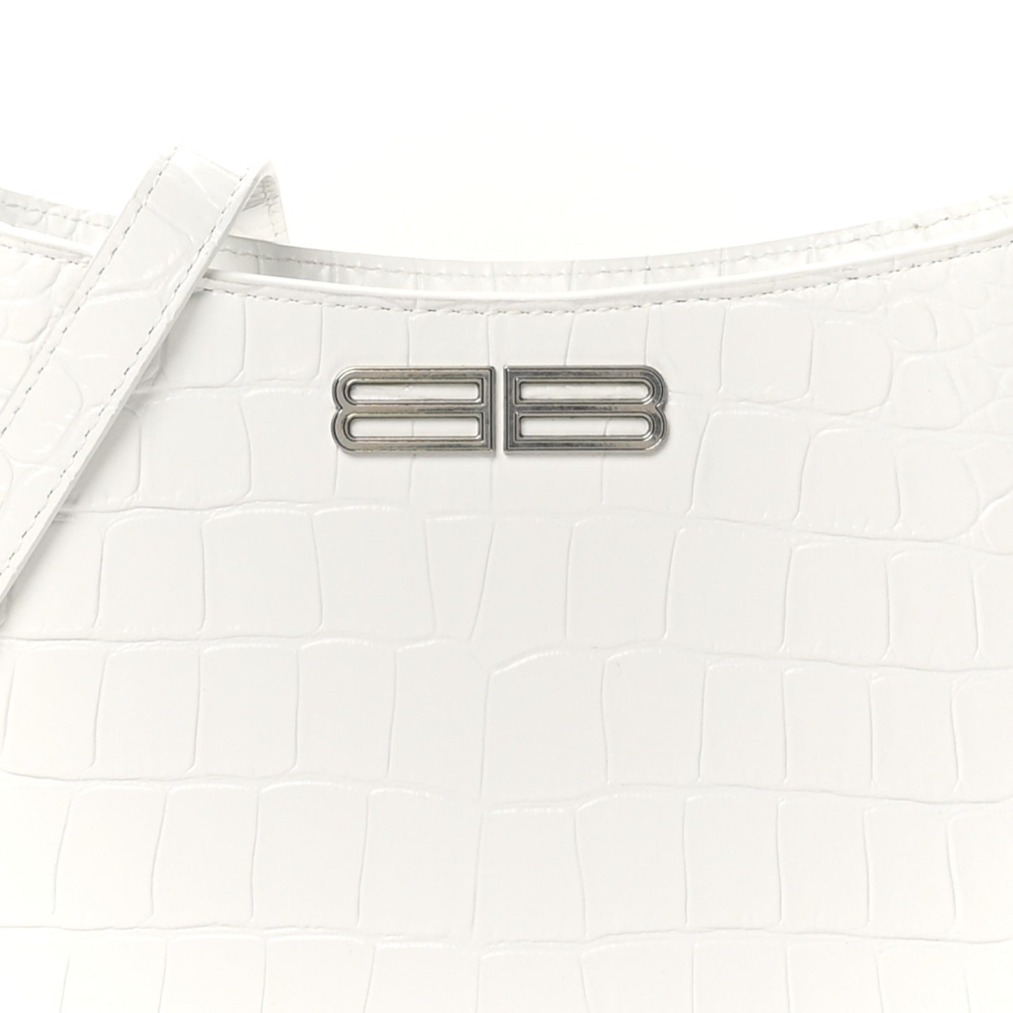 Shiny Super Supple Calfskin Crocodile Embossed Small XX Bag Optic White