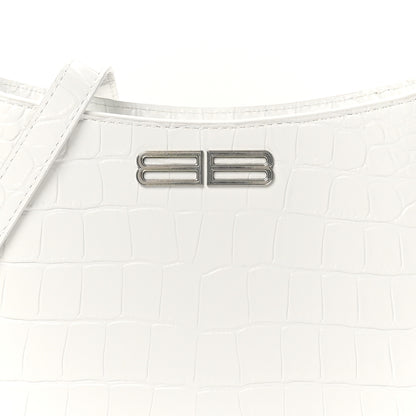 Balenciaga Shiny Super Supple Calfskin Crocodile Embossed Small XX Bag Optic White 8 of 10