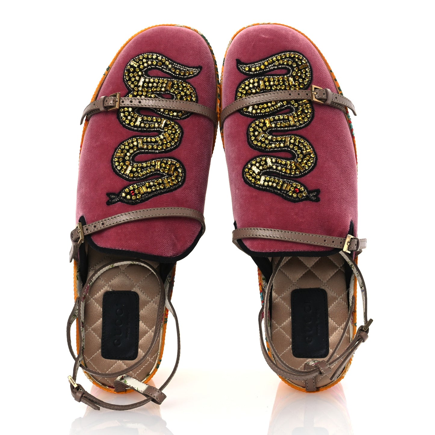Velvet Silk Embellished Platform Detachable Slide 38 Tibet Red