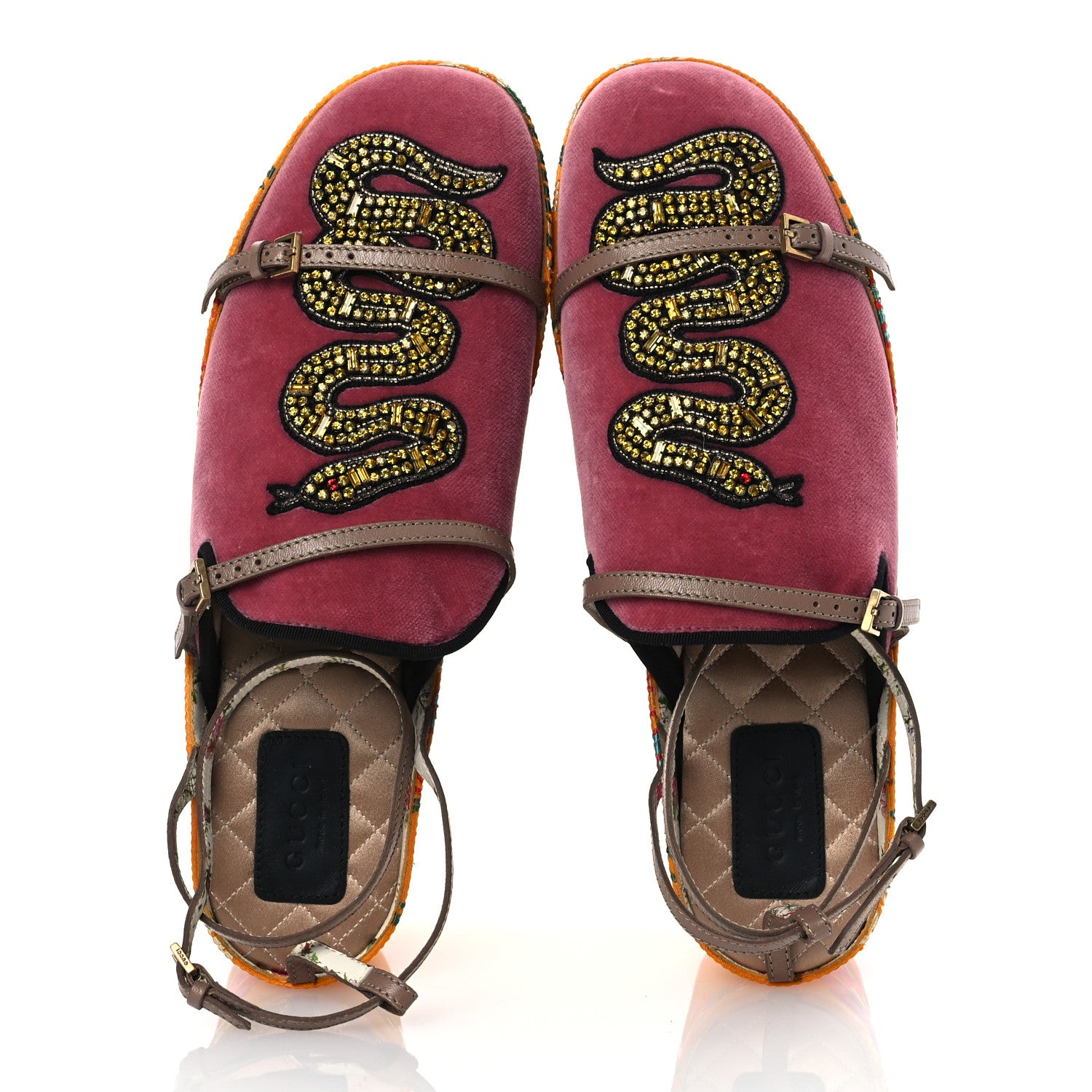 Gucci Velvet Silk Embellished Platform Detachable Slide 38 Tibet Red 2 of 13