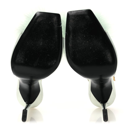 Saint Laurent Crepe Satin Mae Feathered Sandals Slight 38 Green 7 of 14