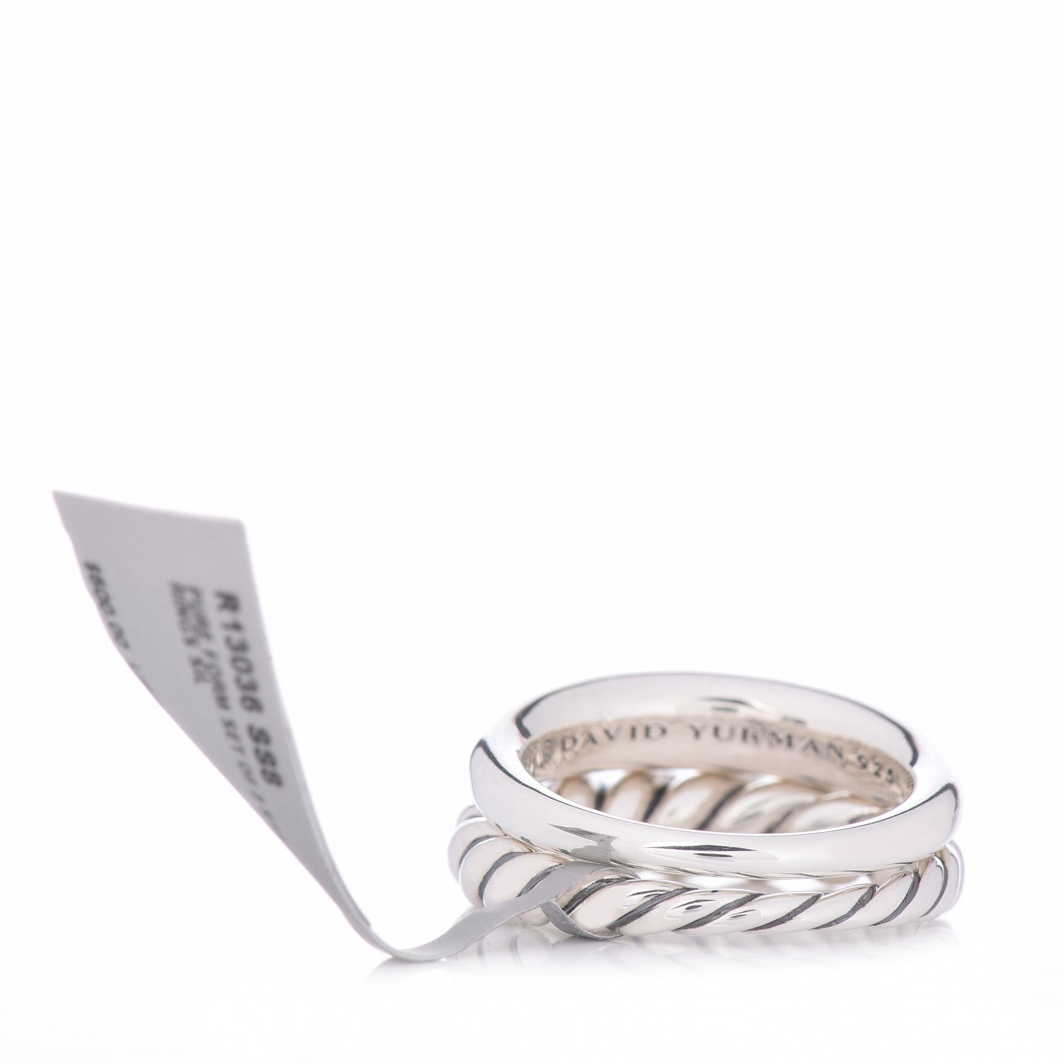 David Yurman Sterling Silver 5mm Pure Form Set of 2 Stack Rings 57 8 4 of 6