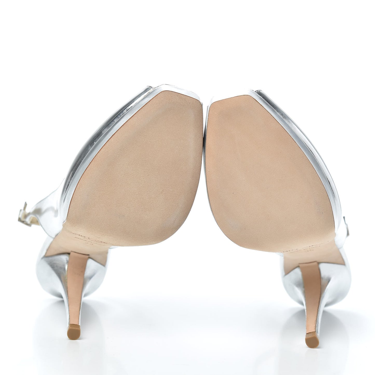 Mirror Calfskin Clue Peep Toe Platform Slingback Pumps 35 Silver