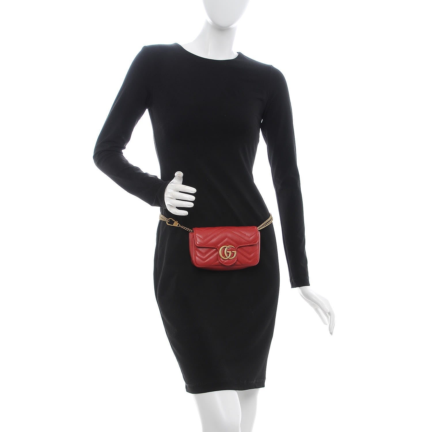 Gucci Calfskin Matelasse Super Mini GG Marmont Shoulder Bag Hibiscus Red 3 of 10