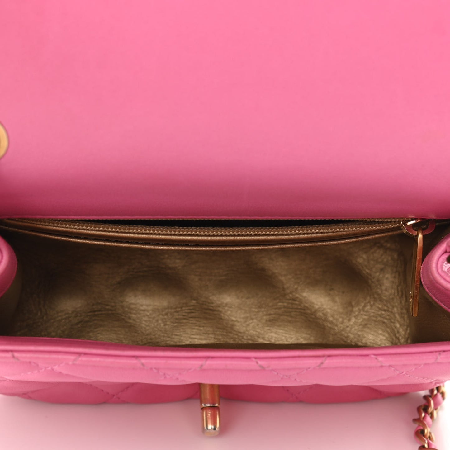 Lambskin Quilted Mini Pearl Crush Flap Pink